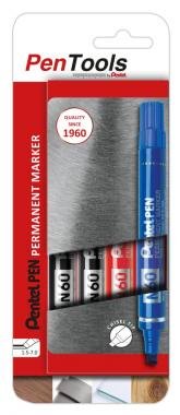Pentel marker alkoholos vágott hegyű 4 db-os szett - fekete, piros, kék, zöld